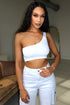 On Repeat Basic Baby Ribbed One Shoulder Top - White - EDGEbyKS